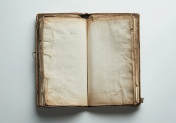 An open book on a white background, with empty pages waiting