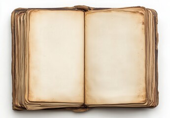 Fototapeta premium An open book on a white background, with empty pages waiting