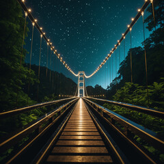 Fototapeta premium suspension bridge at night