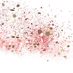 Abstract festive background. Red, gold confetti explosion. Ideal for holidays, celebrations.