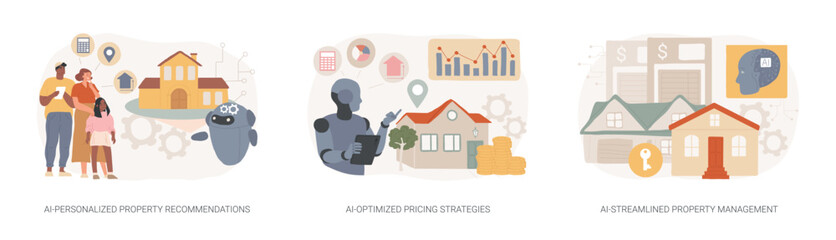 Fototapeta premium AI in Real Estate abstract concept vector illustrations.