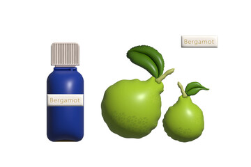 ぷっくりとしたベルガモットと精油の瓶