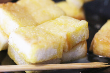Toast with milk on a plate