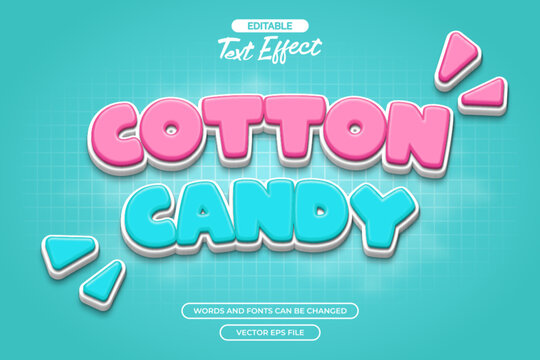 Cotton candy editable text effect with cloud background