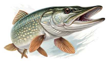 Fototapeta premium pike fish isolated on white background