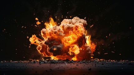 Gas Explosion Isolated on Black Background