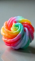 Generative AI Rainbow Swirl, A Vibrant, Colorful Candy-like Formation with Twisted Lines