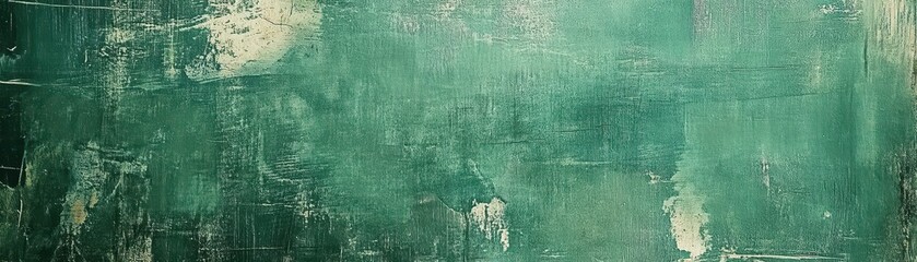 Obraz premium Distressed jade green painted wood, faint peeling texture, rustic minimalism