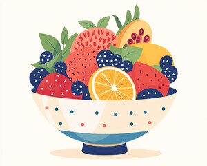 fruit bowl with cheerful colors