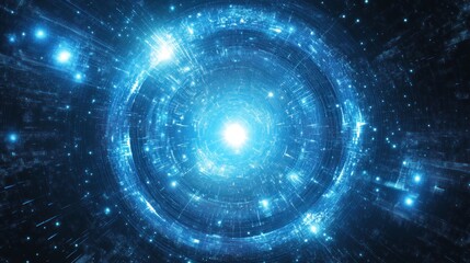 Fototapeta premium Abstract blue vortex with glowing light effects
