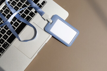 Empty Name Tags and Laptop Setup – Office Access or Event Check-In Visual