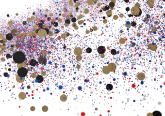 Red blue gold confetti explosion. Festive backdrop