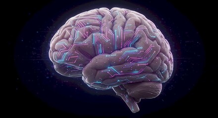 Human Brain Circuit Board AI Technology Neurology Neuroscience Mind Intelligence Digital Network