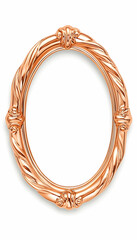 Rose gold oval frame, blank template, isolated, white background, for photo or design