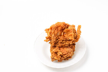Crispy fried chicken isolated on white background for recipe or commercial