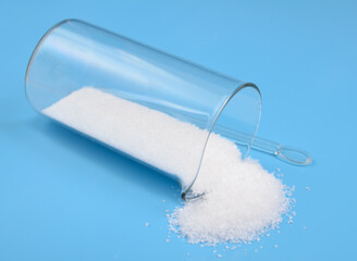 Barium hydroxide on blue background