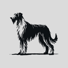 Irish Wolfhound dog minimalist black and white brush illustration