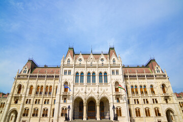 Fototapeta premium Exterior view of the national parliament in Budapest, Hungary.