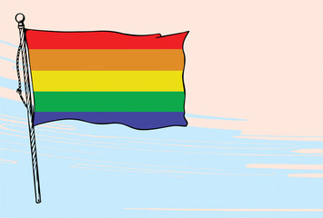 Rainbow flag, concept for special celebrations of LGBTQAI people around the world in pride month. Good for greeting card, poster or banner. Social, electronic and print media equal rights.