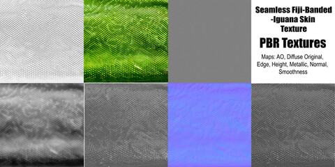 Fototapeta premium Fiji Banded Iguana PBR Texture - All 7 Maps - Pattern - 3D Design - Shading