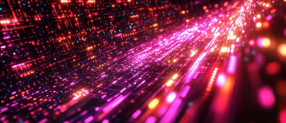 Fototapeta premium Vibrant digital data flow in a futuristic setting