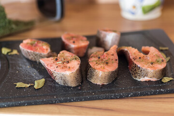 Fresh fish with aromatic spices for cooking