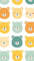 Obraz premium Bears doodle vector wildlife pattern animal.