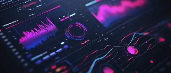 Obraz premium Futuristic data visualization with vibrant graphs