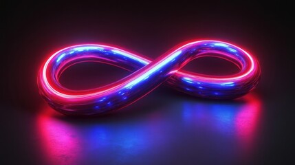 Naklejka premium Glowing infinity symbol, dark background, 3D render, design