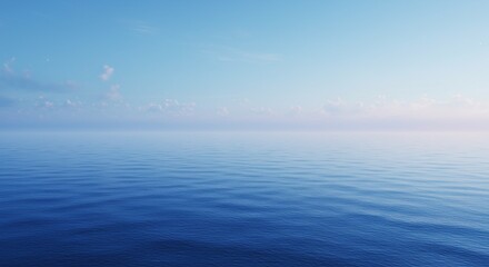 Obraz premium Calm Blue Ocean with Clear Sky and Gentle Waves Landscape