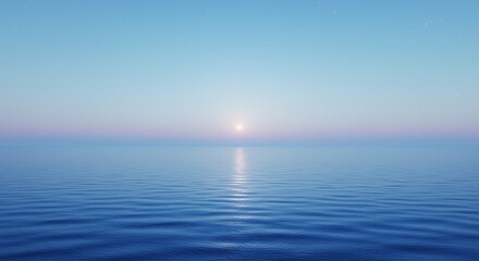 Obraz premium Ocean Horizon at Sunset with Calm Water and Soft Pastel Sky