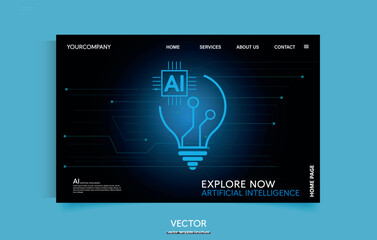 Ai technology innovation. Artificial Intelligence ,AI chipset on circuit board, futuristic Technology Concept