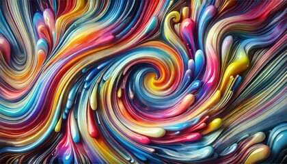 Obraz premium Dynamic abstract artwork with swirling, fluid motion in vivid colors.
