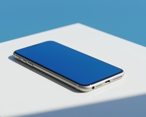 Modern Smartphone with Blank Screen Display Positioned at an Angle