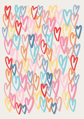 Colorful Hand-Drawn Hearts Pattern