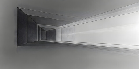 Obraz premium Abstract geometric corridor expanding into bright light