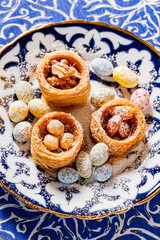 Baklava, a traditional oriental sweet made from puff pastry with nuts and honey