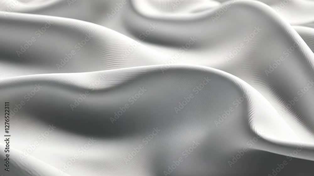 Wall mural white parametric wavy surface with lines background texture