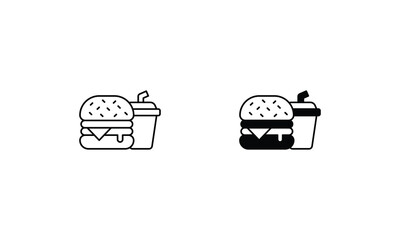 Food  icons set line and glyph vector icon