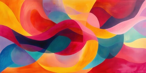 Obraz premium Dynamic Flowing Shapes Abstract Painting with a Warm Palette