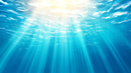 Clear turquoise water with soft rays of sunlight streaming from above, creating a tranquil and serene underwater atmosphere.
