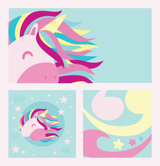 Fototapeta premium set card with unicorn