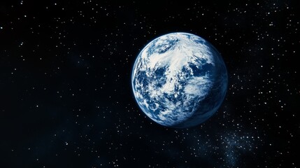 Satellite orbits Earth, capturing vibrant blue and white surface, showcasing planetary beauty from space.