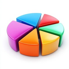 Obraz premium A colorful pie chart made of segments in various vibrant colors, illustrating data representation and analysis.
