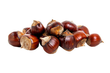 Chestnut nuts transparent PNG isolated background. Healthy superfood nut snack. Chestnuts, nutritious, natural, crunchy, organic food, cooking ingredient, vitamin mineral source