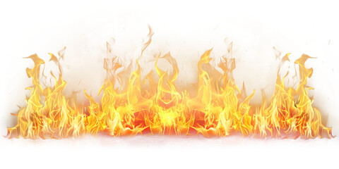Hot burning fire flames effect transparent PNG set bundle isolated background. Bright yellow, red colors