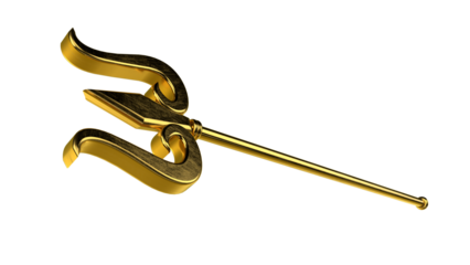 Golden trishul on transparent background