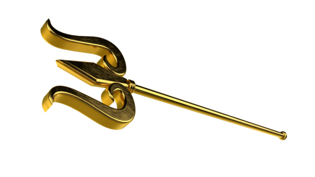 Golden trishul on transparent background