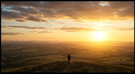 silhouette of a man standing on a hill