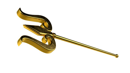 Golden trishul on transparent background